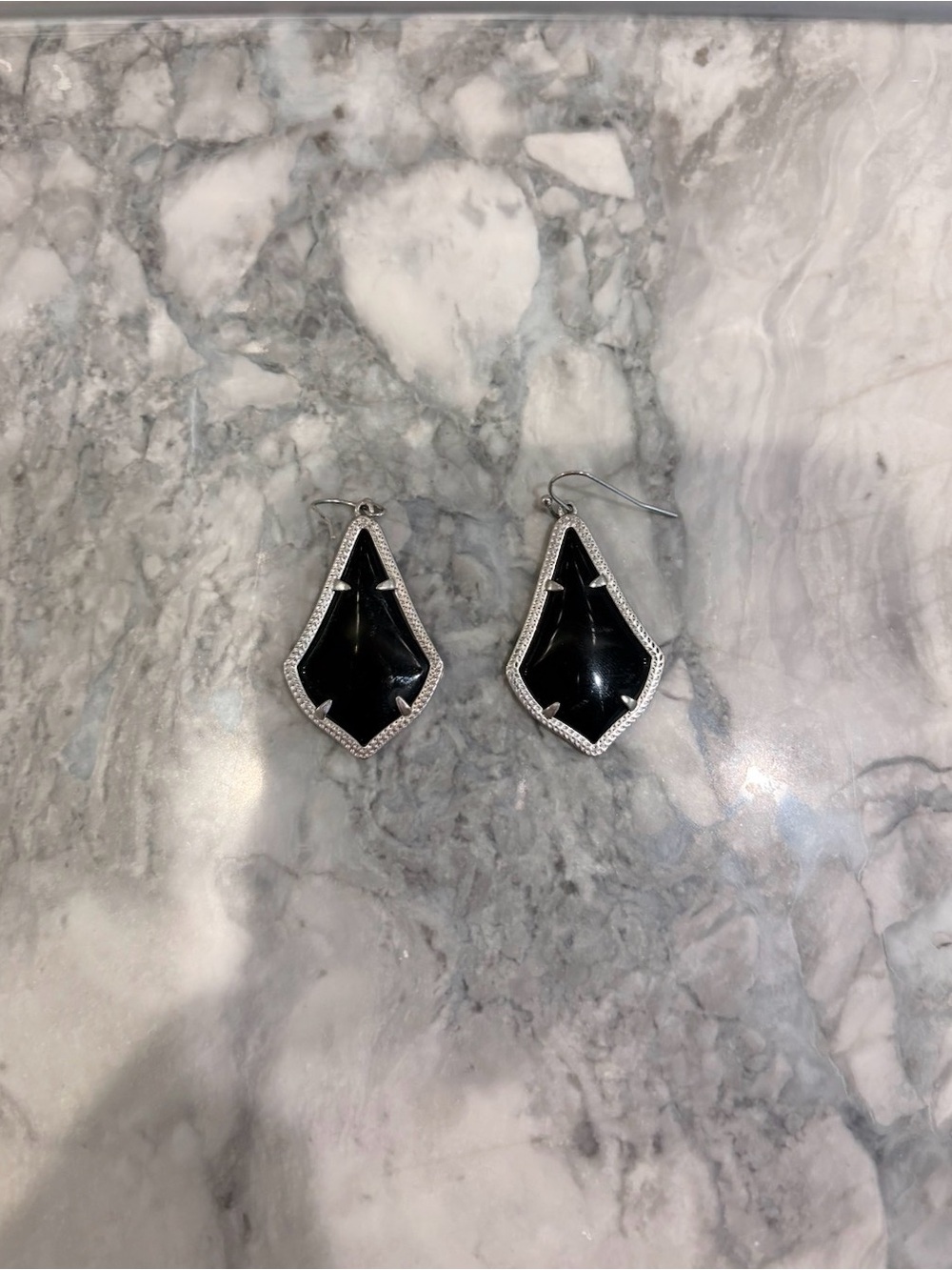 Kendra Scott Black & Silver Teardrop Earrings